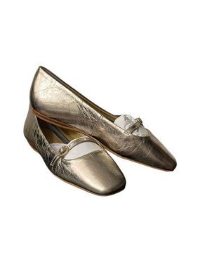 NWOT Talbots Mary Jane Flats crackle Metallic Finish and Strap